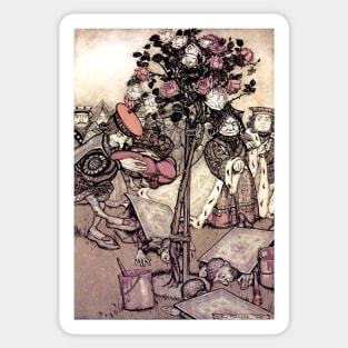 Painting the Roses Red - Alice in Wonderland - Arthur Rackham Sticker